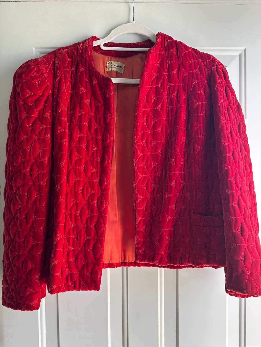 Quilted Vintage Red Velvet Jacket - California